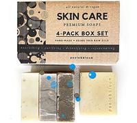 Poola & Bloom Set di Saponi Vegan Naturali 4 X 120g - Sapone Esfoliante Idratante Al Caffè e Tea Tree, Fango del Mar Morto e Argilla Verde per Uomo Senza Solfati e Senza Crudeltà
