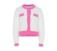 Poomi Elegante Cardigan a Contrasto da Donna, in Acrilico, Bianco, Taglia M/L Maglione