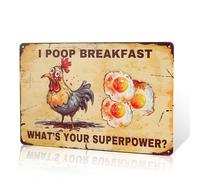 Poop Breakfast You Are Super Powerful Rooster, cartello da parete in metallo, per casa, cucina, bagno