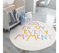 Poowe Tappeto rotondo per cameretta dei bambini, arcobaleni, morbido, soffice, tappeti da costruzione per bambini per sala giochi, tappeto antiscivolo con escavatore per cameretta dei bambini per
