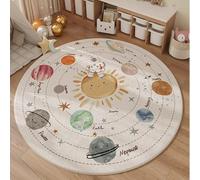 Poowe Tappeto Sistema Solare per Bambini Tappeto Educativo Tappeto Divertente per Sala Giochi e Cameretta (120 cm Rotondo)