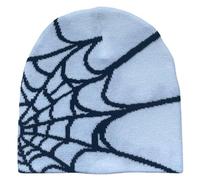 Pooyikoi Y2K Gothic Spider Pattern Lana Acrilico Cappello Lavorato A Maglia Donne Beanie Inverno Caldo Berretti Uomini Casual Skullies Outdoor, Bianco1, Taglia unica
