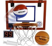 Pop-A-Shot Cerchio da porta ufficiale Super Slam Over The Door Hoop | bordo staccabile costruito per Dunks | Commento audio, tabellone segnapunti LED, tracciamento punteggio e sensore unico Dunk | per