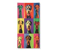 Pop Art Airedale Terrier, copertura per porta esterna, 91 x 182 cm, divertente, astratto, divertente, per la casa dei cuccioli, decorazione per porta anteriore e posteriore, decorazione per portico