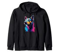 Pop Art Australian Cattle Dog Blue Heeler Lovers Felpa con Cappuccio