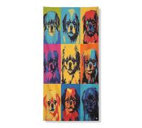 Pop Art - Copertura per porta esterna con cane pechinese, 91 x 182 cm, divertente decorazione astratta divertente per porta anteriore e posteriore, decorazione per l'ingresso di animali domestici