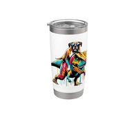 Pop Art Dinosaur T-Rex Boxer Dog Tirannosauro Rex Bicchiere termico in acciaio inox doppia parete