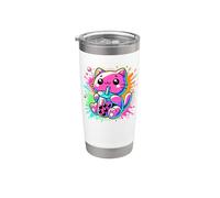 Pop Art Gatto Tè al latte Perle di boba Tapioca Gattino Bicchiere termico in acciaio inox doppia parete
