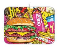 Pop Art Hamburger Tappetino scolapiatti riutilizzabile 45,7 x 61 cm rettangolare grande tappetino sotto scolapiatti decorativo per la casa essenziale