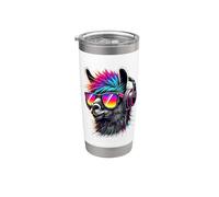 Pop Art Lama Occhiali Da Sole Cuffie Alpaca Llama Bicchiere termico in acciaio inox doppia parete