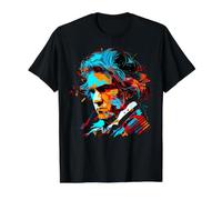 Pop Art Ludwig Van Beethoven Compositore Musicale Maglietta con Stampa Grafica Economica, Uomo, Nero, L