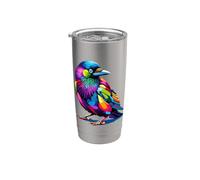 Pop Art Merlo Birdwatcher Birdwatching Bicchiere termico in acciaio inox doppia parete