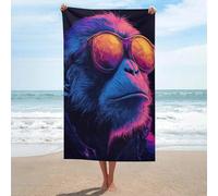 Pop Art Monkey - Telo mare in microfibra senza sabbia, grande, multiuso, assorbente, per bagno e piscina, 130 x 80 cm