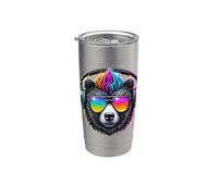 Pop Art Orso Nero Occhiali Cuffie Orsi Bicchiere termico in acciaio inox doppia parete