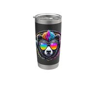 Pop Art Orso Nero Occhiali Cuffie Orsi Bicchiere termico in acciaio inox doppia parete