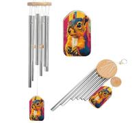 Pop Art Squirrel Retro Wind Chimes Memorial Deep Tone Windchime con 6 tubi in alluminio Decorazione da giardino per esterni