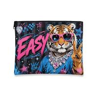 Pop Art Tiger - Trousse da viaggio per cosmetici, con grafica retrò, per donne, elegante organizer con cerniera, per uso quotidiano, nero, 7x9 Inch, Tigre