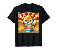 Pop arte giapponese francobollo carino volpe cucciolo ramen Maglietta