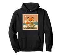 Pop Arte Giapponese Monte Fuji Noodle Amante Carino Volpe Cucciolo Ramen Felpa con Cappuccio