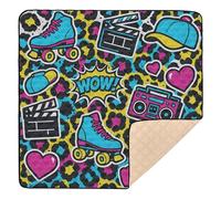 Pop Culture - Tappetino da palestra e attività per il pavimento, con stampa leopardata, leggero, per bambini, 127 x 127 cm