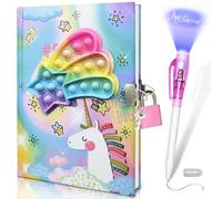 Pop Diario Segreto Bambina con Lucchetto & Penna Invisibile a Doppio Estremo, 80 Fogli a Righe Antistress Unicorno Pop Bubble Diario con Lucchetto Bambino Penne Inchiostro Invisibile Regalo Bambina