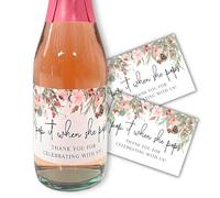 Pop It When She Pops - Mini etichette per bottiglie di champagne, motivo floreale rosa, confezione da 12 etichette adesive da 5,1 x 7,6 cm con scritta "When She Arrives for Wine Bottles Baby Shower"