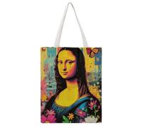 Pop Mona Lisa 01 Borsa tote in tela indispensabile per tutti i giorni, borsa per la spesa riutilizzabile ecologica, borsa a tracolla casual alla moda, versatile borsa elegante per donne pendolari e