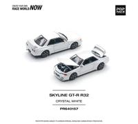 Pop Race GT-R R32 Crystal White Die Cast 1/64