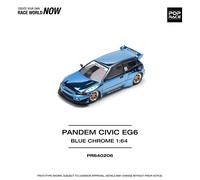 Pop Race Pandem Civic EG6 Blue Chrome Die Cast 1/64