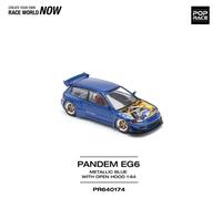 Pandem Civic EG6 Blu Metallico Con Cappuccio Aperto 1:64 Scala Pop Race PR640174