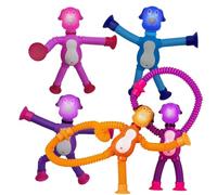 Pop Tubes - Fidget Tubes | Colourful Shape-Changing Stress Relief Suction Cup Toy for Kids Toddler Party Favors Stocking Stuffers Telescopic Sensory Toys
