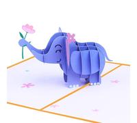 Pop-Up, biglietto di auguri di compleanno 3D, pop-up, biglietto regalo piatto con simpatico elefante per mailing, biglietto di San Valentino per moglie