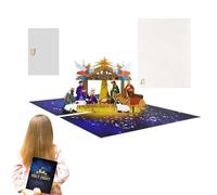 Pop -up Card Christmas 3D - 15x20cm Natity Scene Card - Sacro Gesù Birth Made Weling a mano - Invito tridimensionale Diorama | Regalo per le vacanze di Capodanno