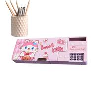 Pop Up Pencil Box for School and College - Cute Cartoon Pen Box Organizer Stationery with Calculators, Pop Up Multifunction Pencil Case for Girls Stationery Organizer with Calculator for Girls