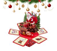 Pop-up per cartoline di Natale, cartoline festive con decorazioni di auguri di Babbo Natale, biglietti di auguri esagonali con buste e foglietti adesivi, display decorativo per eventi di compleanno di