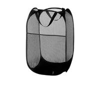 Pop-Up Pieghevole Cesto Della Biancheria con Manici, Cesti Portabiancheria Pieghevole a Rete per Vestiti, Cesto da Viaggio con Tasche per Casa, Camera dei Bambini (Nero)