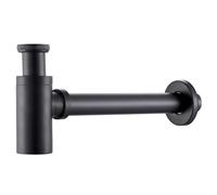 Pop-up-Ventil-Ablaufarmatur, Kit tappo di scarico for lavandino del bagno con sifone in ottone e tubo di scarico a scomparsa, diverse misure(Black)