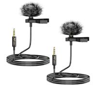 PoP voice 2 microfoni lavalier professionali da bavero da 3,5 mm compatibili con trasmettitori DJI Mic 2/Rode Wireless GO 2/II per smartphone iPhone Android, mini microfono per YouTube, interviste,