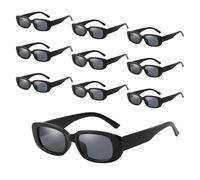 POPAPIE 10 pezzi Occhiali da Sole,UV375 Protezione Occhiali da Sole,Vintage Retro Rettangolo Sunglasses,Retrò Vintage Occhiàli per Donna Uomo,per la Guida e i Viaggi Scattare Foto (Nero)