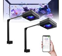 PopBloom 2 pezzi RL90 Reef illuminazione a LED per acquari spettro completo 120 cm, lampada a LED per acqua marina da 200W con kit braccio universale, barriera corallina da 80-120 cm SPS LPS