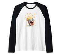 Popcorn con Occhiali per Film Divertenti e Cinema Maglia con Maniche Raglan