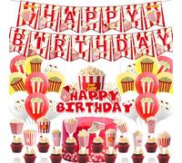 Popcorn, decorazioni per feste di compleanno, striscioni, cupcake, topper per torte, palloncini per film notte, carnevale, accessori per circo