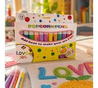Popcorn Pens, 6/12 Colors Puffy Paint Pens, DIY Bubble Popcorn Drawing Pen | Heat Activated & Fun Raised Texture, 3D Magic Bubble Art Pen for Drawing Coloring Crafts Art Projects, Greeting Cards