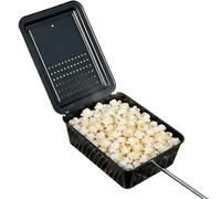 Popcorn Pot For Camping - 25x19x8.5cm Non-Stick Foldable Pan | Popcorn Maker With Long Handle | Wooden Handle Baking Pan For Camping Picnic Hiking Travel Cooking Outdoor Grilling BBQ