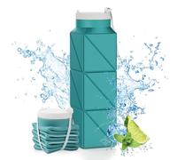 Popdigito Borraccia pieghevole da 610 ml, senza BPA, riutilizzabile, leggera, a prova di perdite, in silicone, per viaggi, palestra, escursionismo, ufficio, campeggio, sport all'aperto, verde