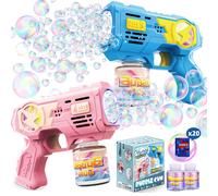 POPERFUN Sparabolle di Sapone 2 Pezzi Spara Bolle di Sapone Automatico con Luci