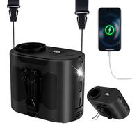 POPERFUN Ventilatore Portatile 14800mAh 40H, Ventilatore da Cintura 5 Velocità 16000RPM con Luce LED Ventilatore da Collo Senza Mani, Adatto per Luoghi all'aperto, Campeggio e Viaggi,Pesca(nero)