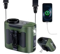 POPERFUN Ventilatore Portatile 14800mAh 40H, Ventilatore da Cintura 5 Velocità 16000RPM con Luce LED Ventilatore da Collo Senza Mani, Adatto per Luoghi all'aperto, Campeggio e Viaggi,Pesca(verde)