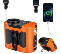 POPERFUN Ventilatore Portatile 14800mAh 40H, Ventilatore da Cintura 5 Velocità 16000RPM con Luce LED Ventilatore da Collo Senza Mani, Adatto per Luoghi all'aperto, Campeggio e Viaggi (arancione)