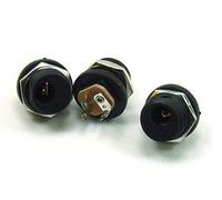 POPESQ® 3 pz. x DC 2.1mm Connettore Femmina 1 Vie Filetto Fuori Nero Plastica / 3 PCS. x DC 2.1mm Socket 1 Way Thread Outside Black Plastic #A2291